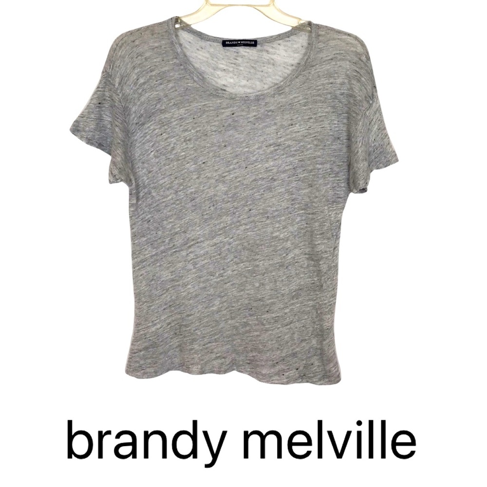 Brandy Melville Linen Tee Shirt Gray One Size